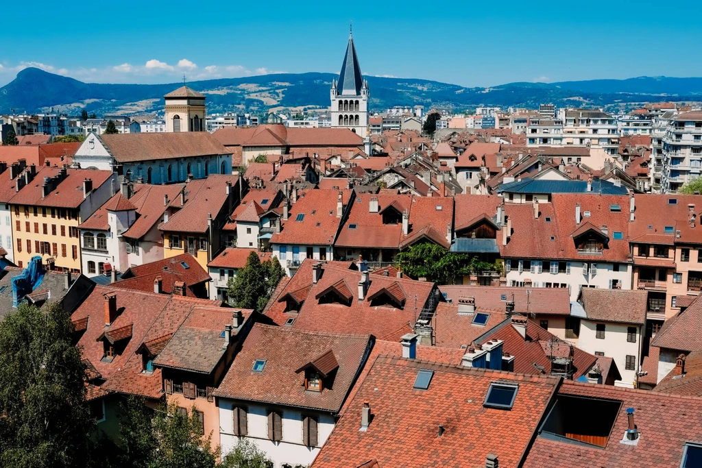 Aerial view of Annecy and its surroundings
