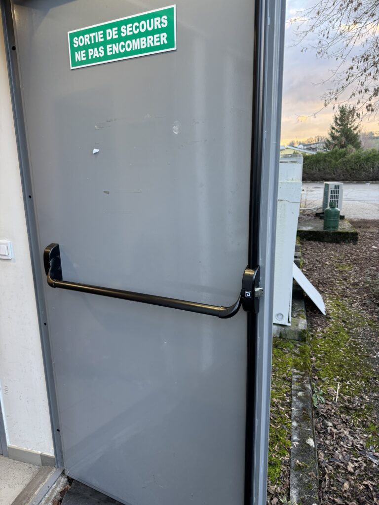 Panic bar on an emergency exit