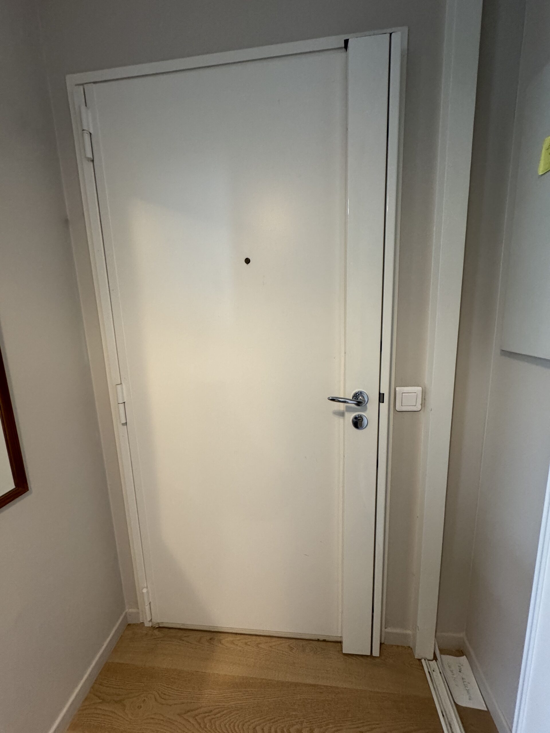 White door fitted with a full-length covered multipoint lock — MULTISECU