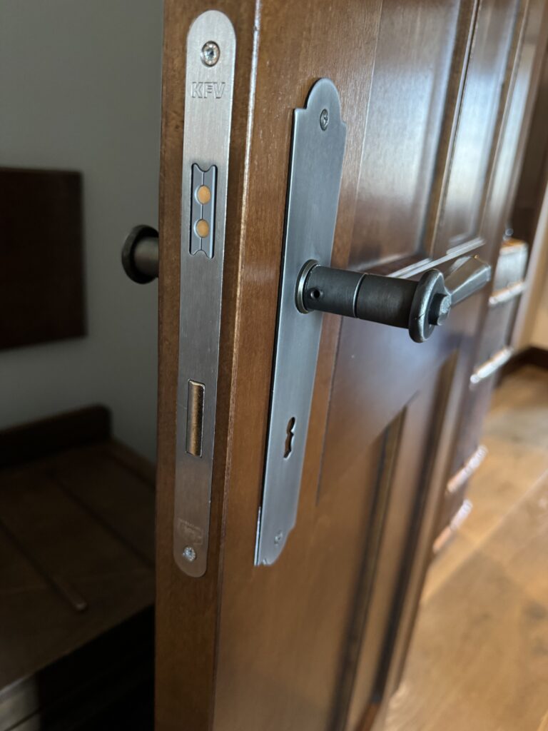 Close-up of a mortice lock